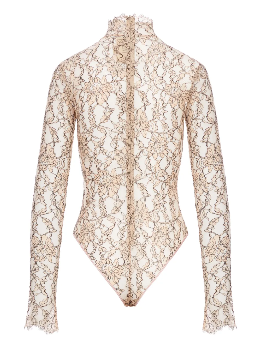 Valentino Lace Detailed High Neck Top In Neutral