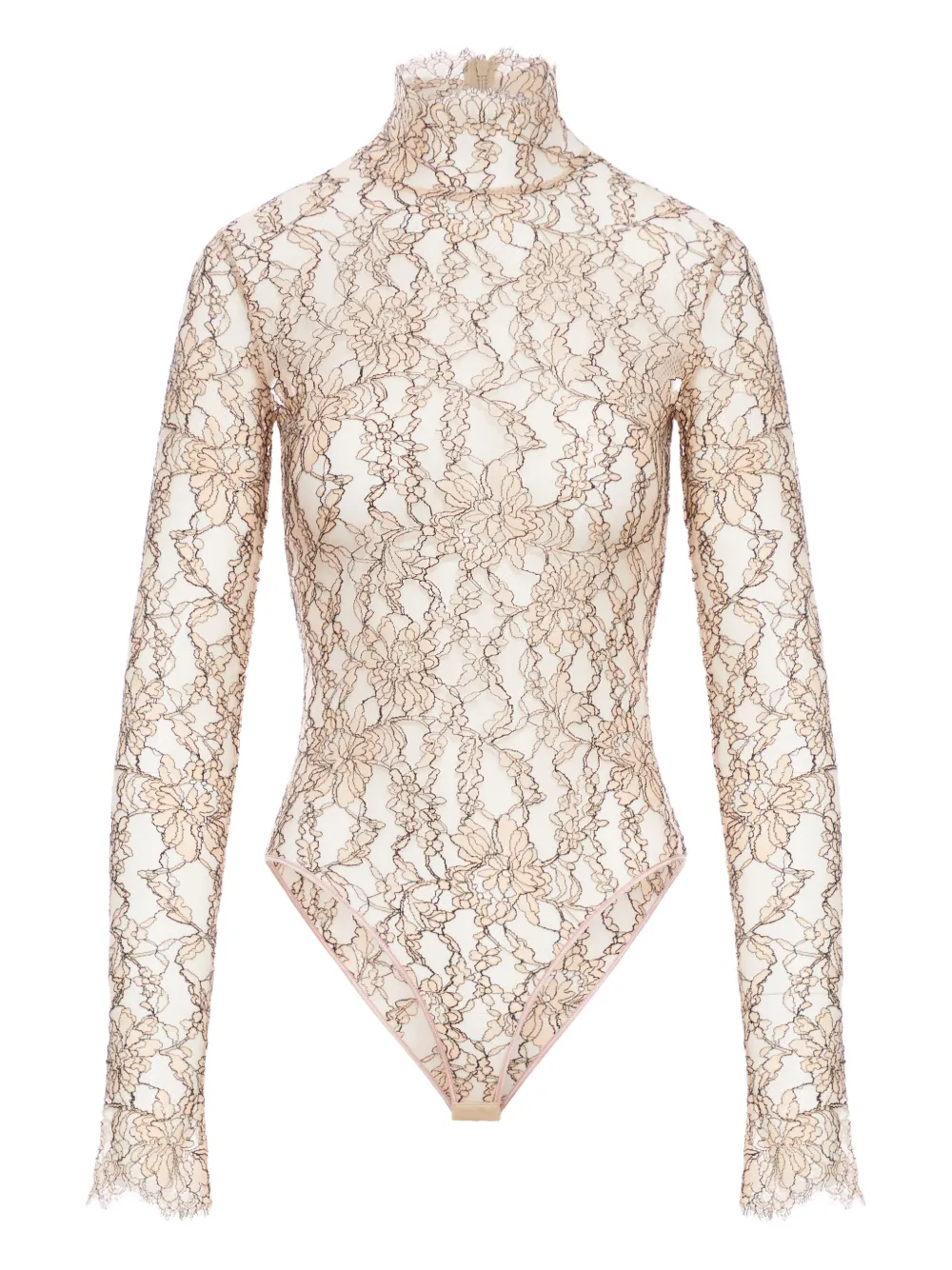 Valentino Lace Detailed High Neck Top In Neutral