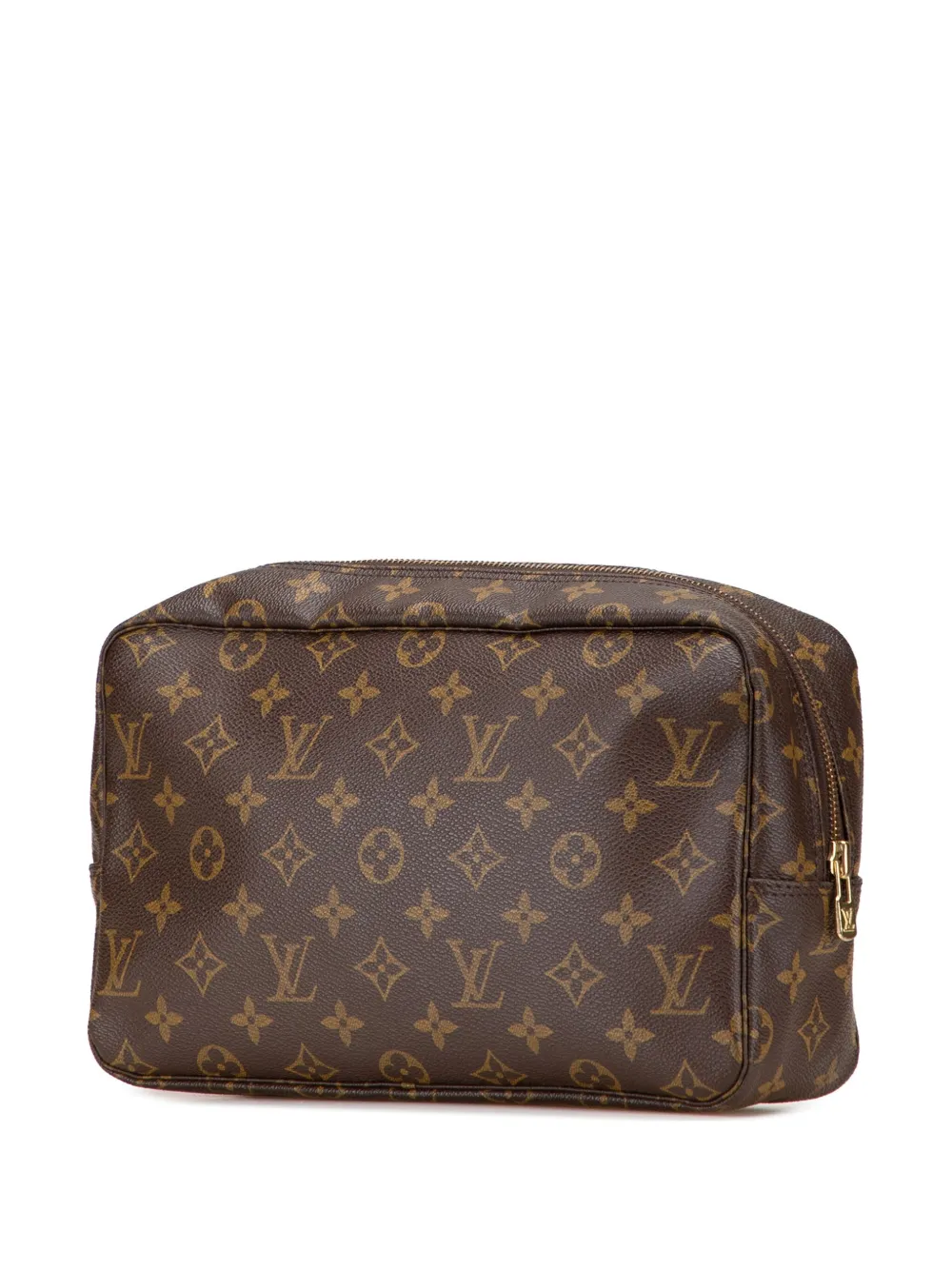 Pre-owned Louis Vuitton 1991 Monogram Trousse Toilette 28 Clutch Bag In Brown