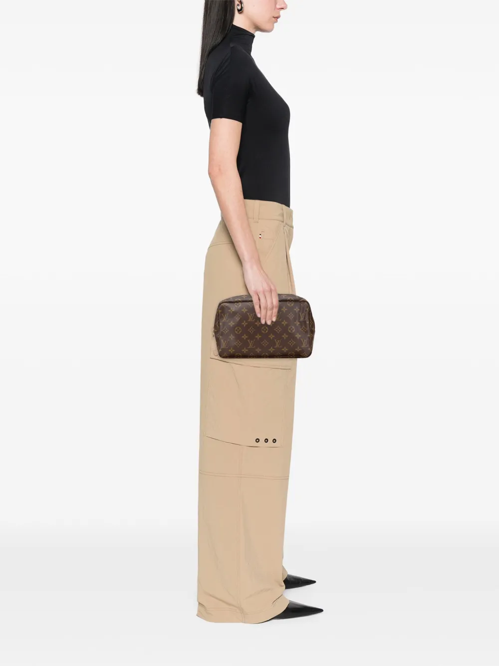 Pre-owned Louis Vuitton 1991 Monogram Trousse Toilette 28 Clutch Bag In Brown