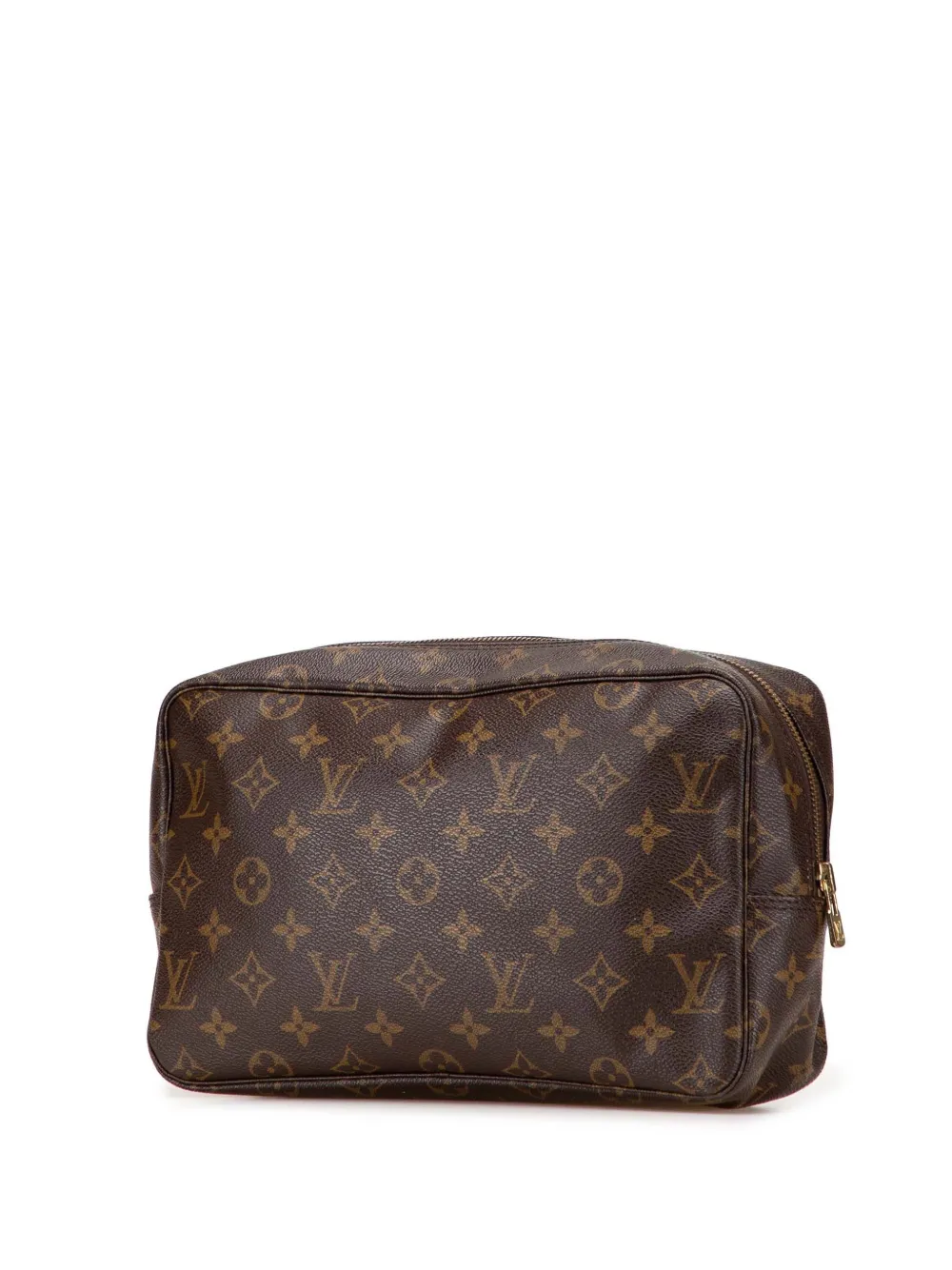 Pre-owned Louis Vuitton 1991 Monogram Trousse Toilette 28 Clutch Bag In Brown