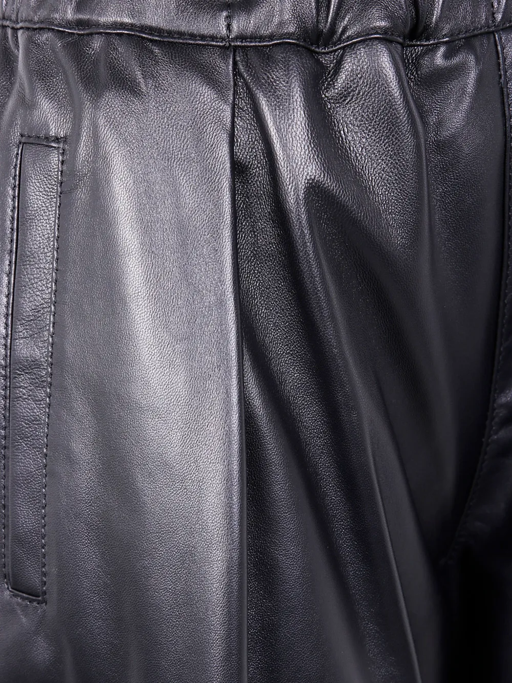 Semicouture Wide Leg Faux Leather Trousers In Black