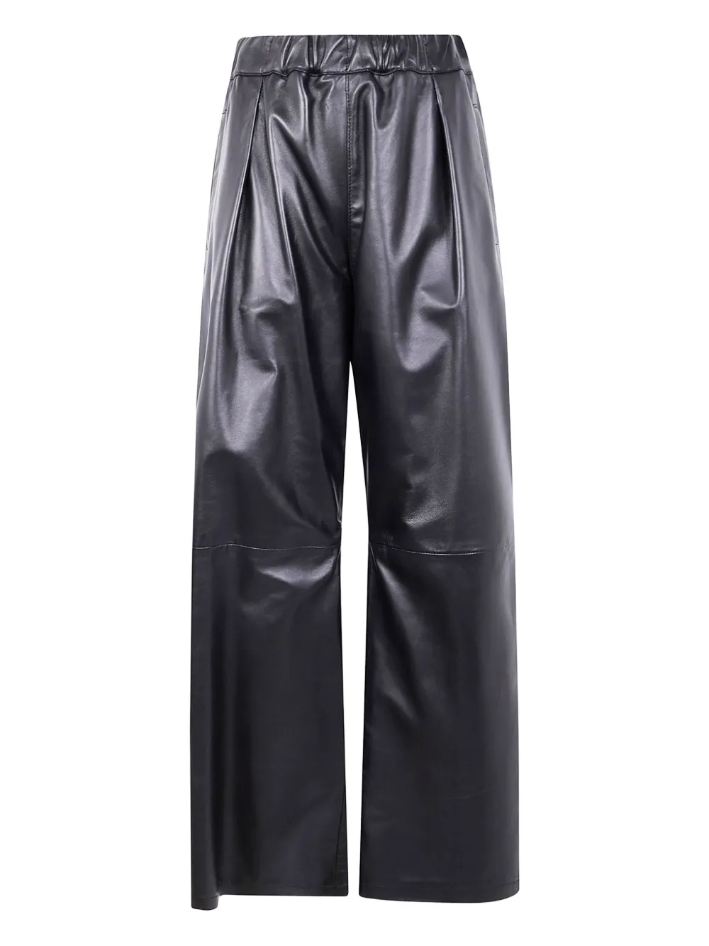 Semicouture Wide Leg Faux Leather Trousers In Black