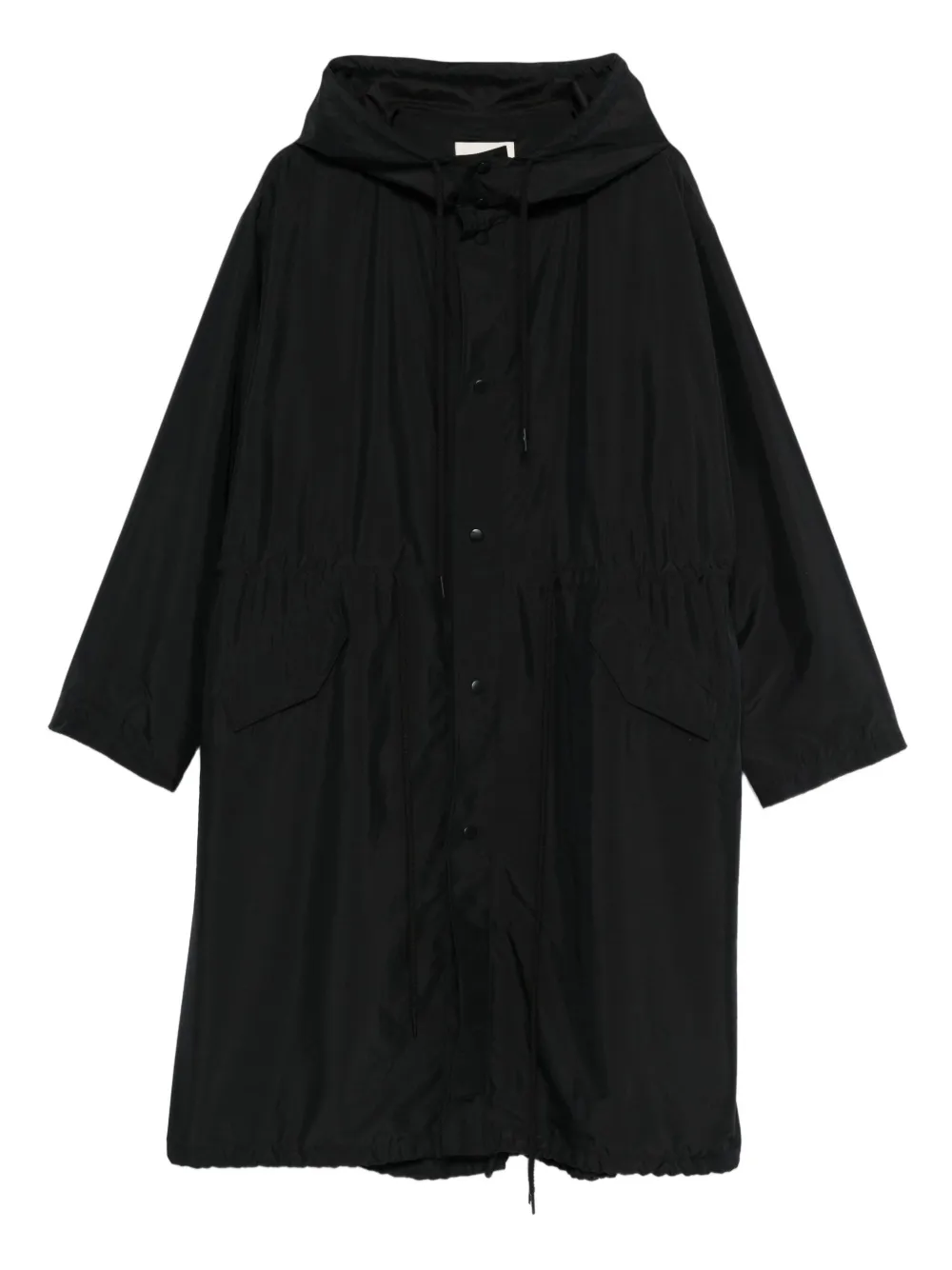 6397 hooded drawstring coat | Black | Image 1