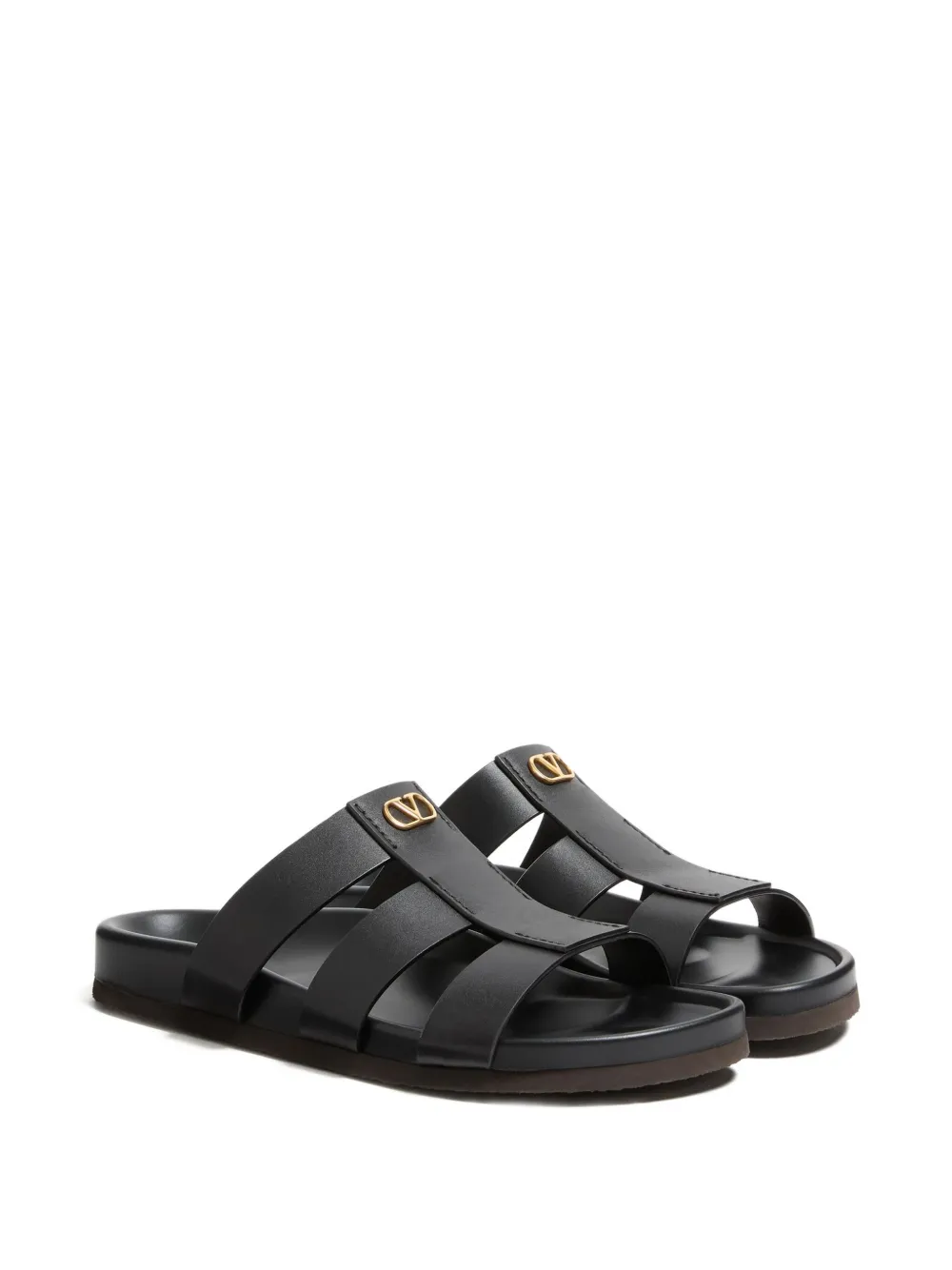 Valentino Garavani Studshield leren sandalen - Zwart