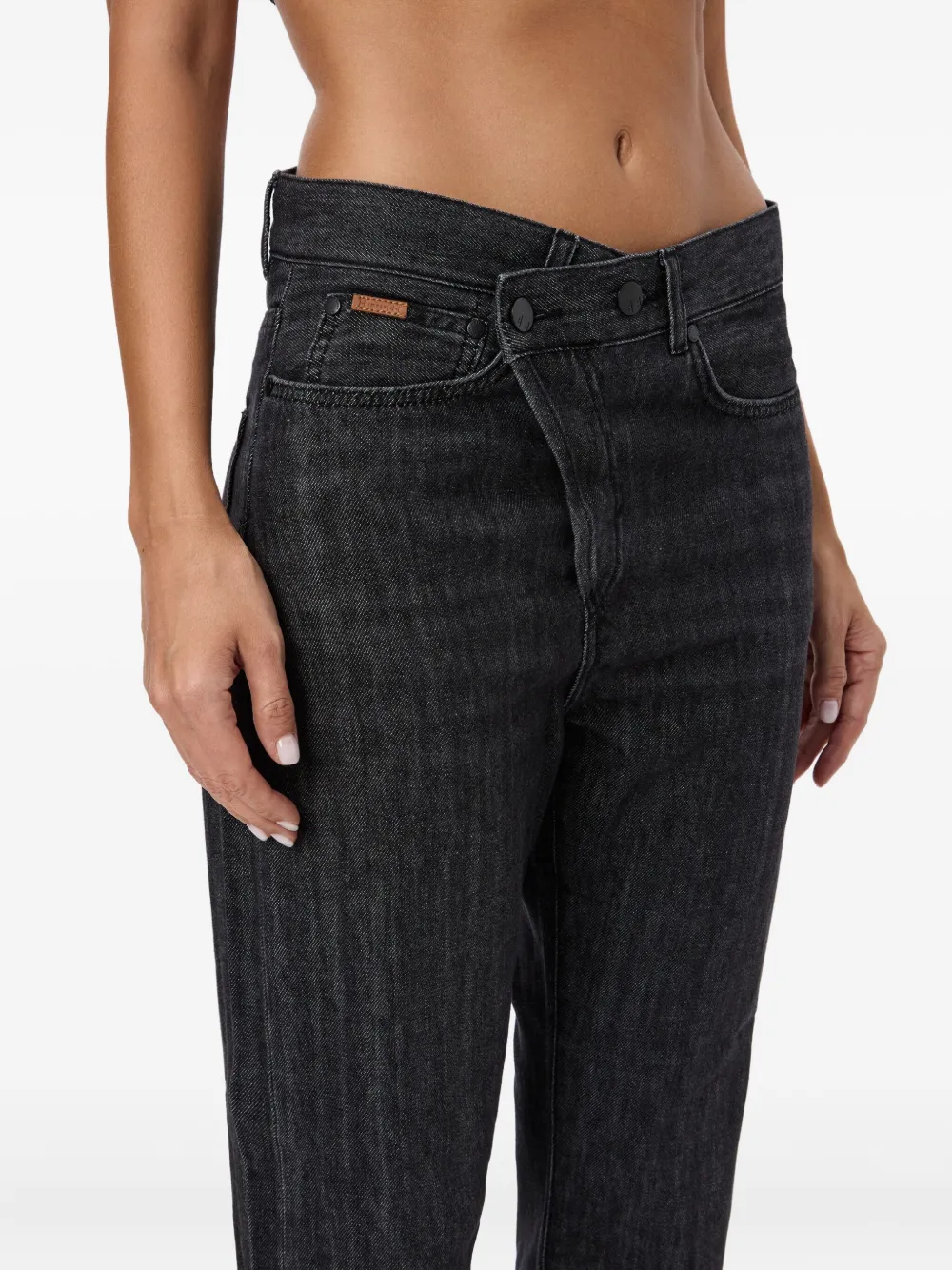 No44 Crossover-waistband Jeans In Gray