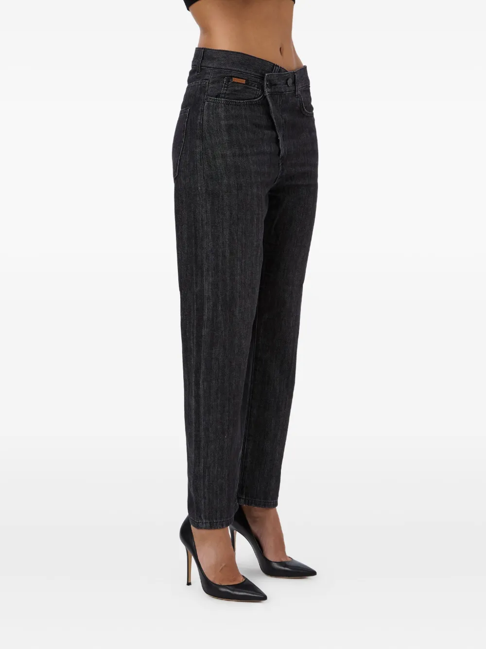 No44 Crossover-waistband Jeans In Gray