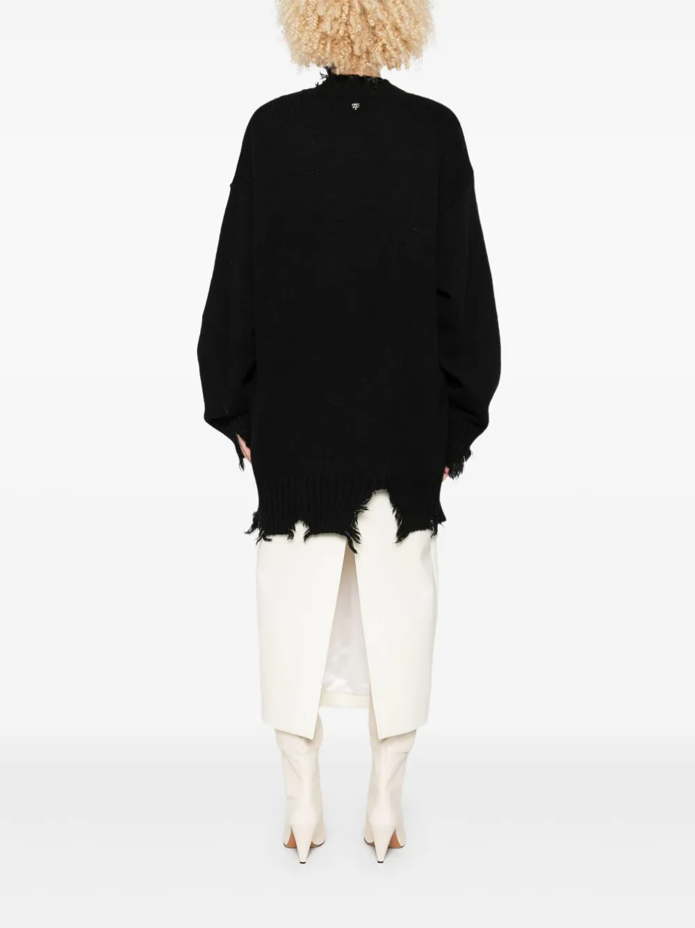 Aniye By Frayed V-neck Sweater In Black