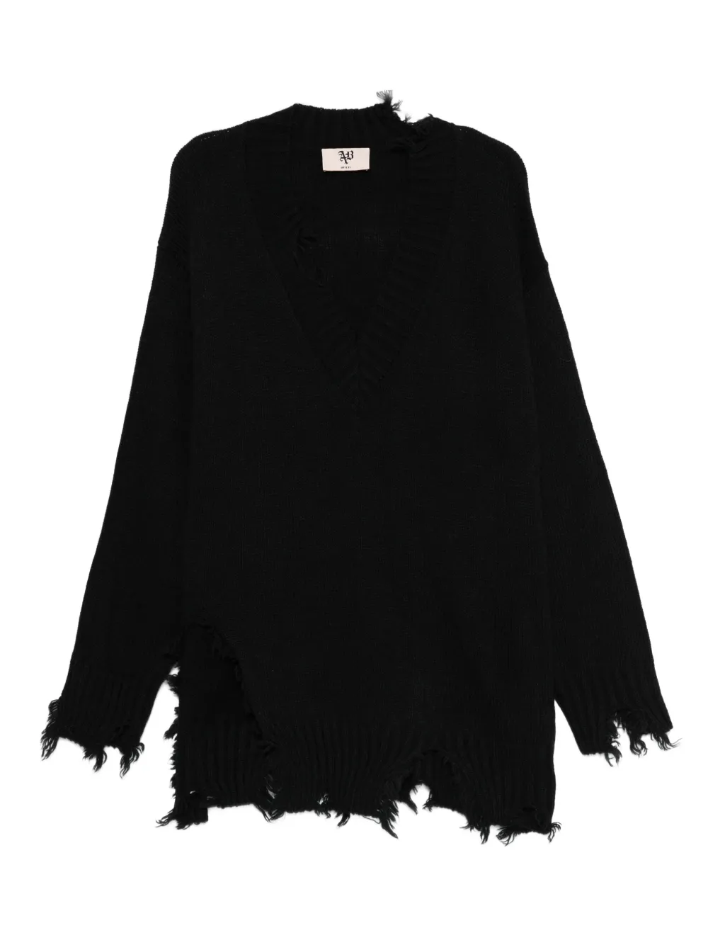 Aniye By Frayed V-neck Sweater In Black