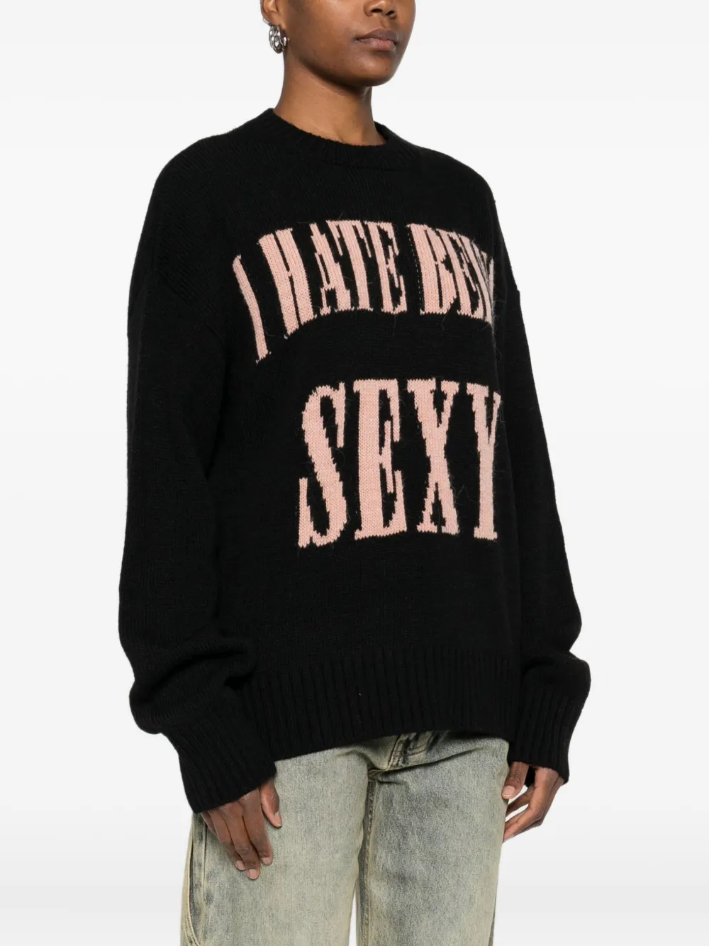Aniye By Slogan-intarsia Jumper In Black