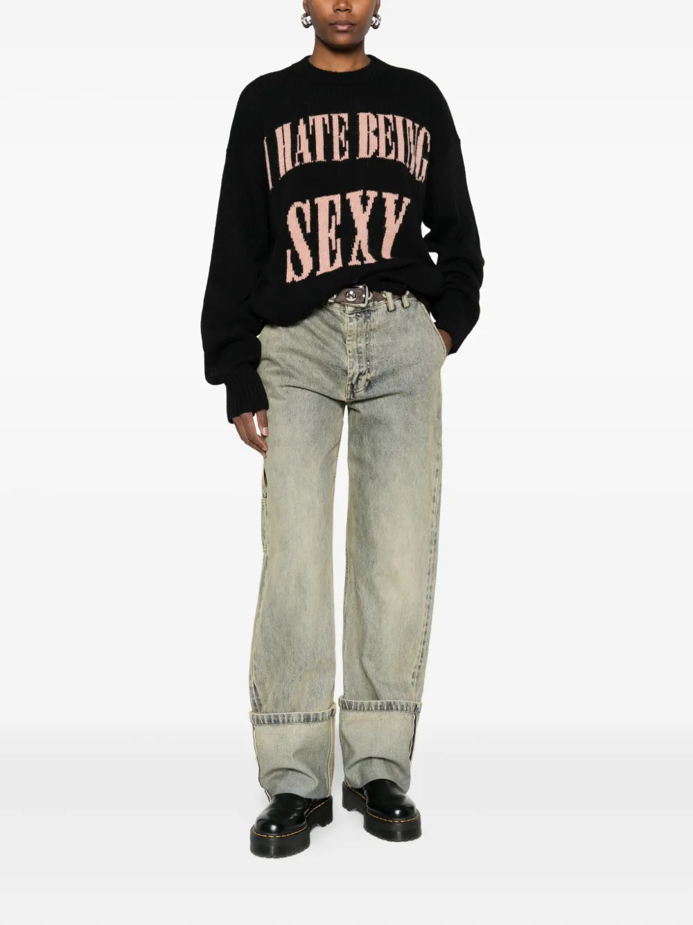Aniye By Slogan-intarsia Jumper In Black