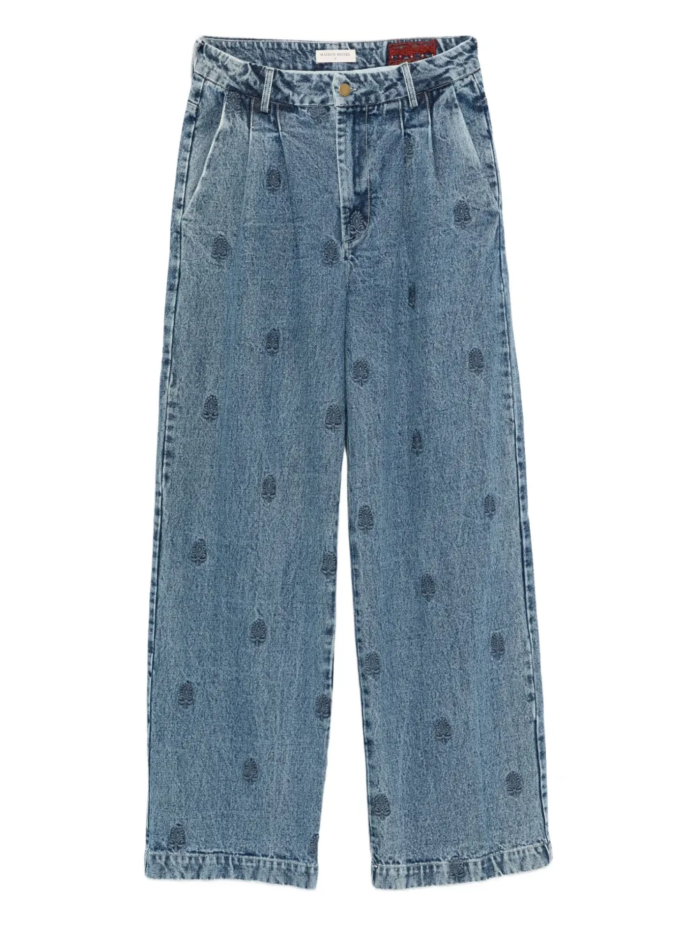 MAISON HOTEL Paco embroidered pleated jeans - Blu