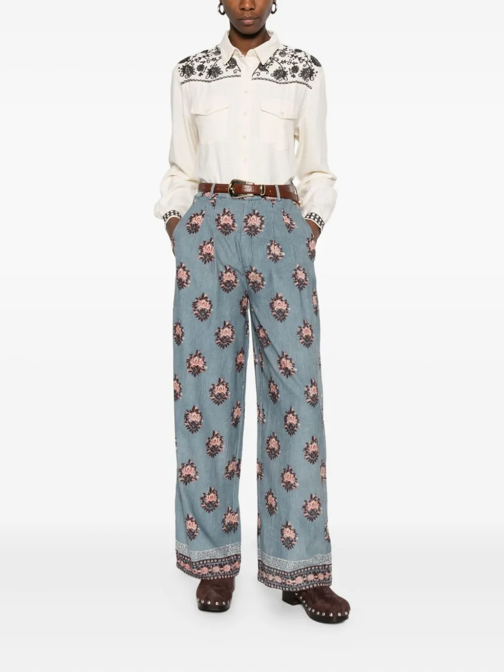 MAISON HOTEL embroidered shirt - Beige