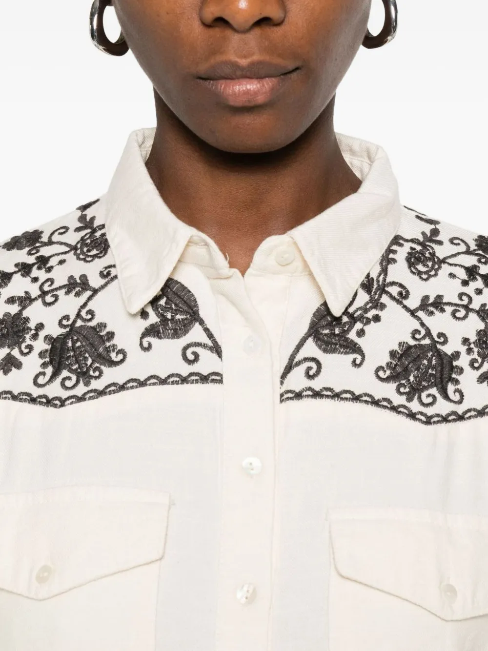 MAISON HOTEL blouse met borduurwerk Beige