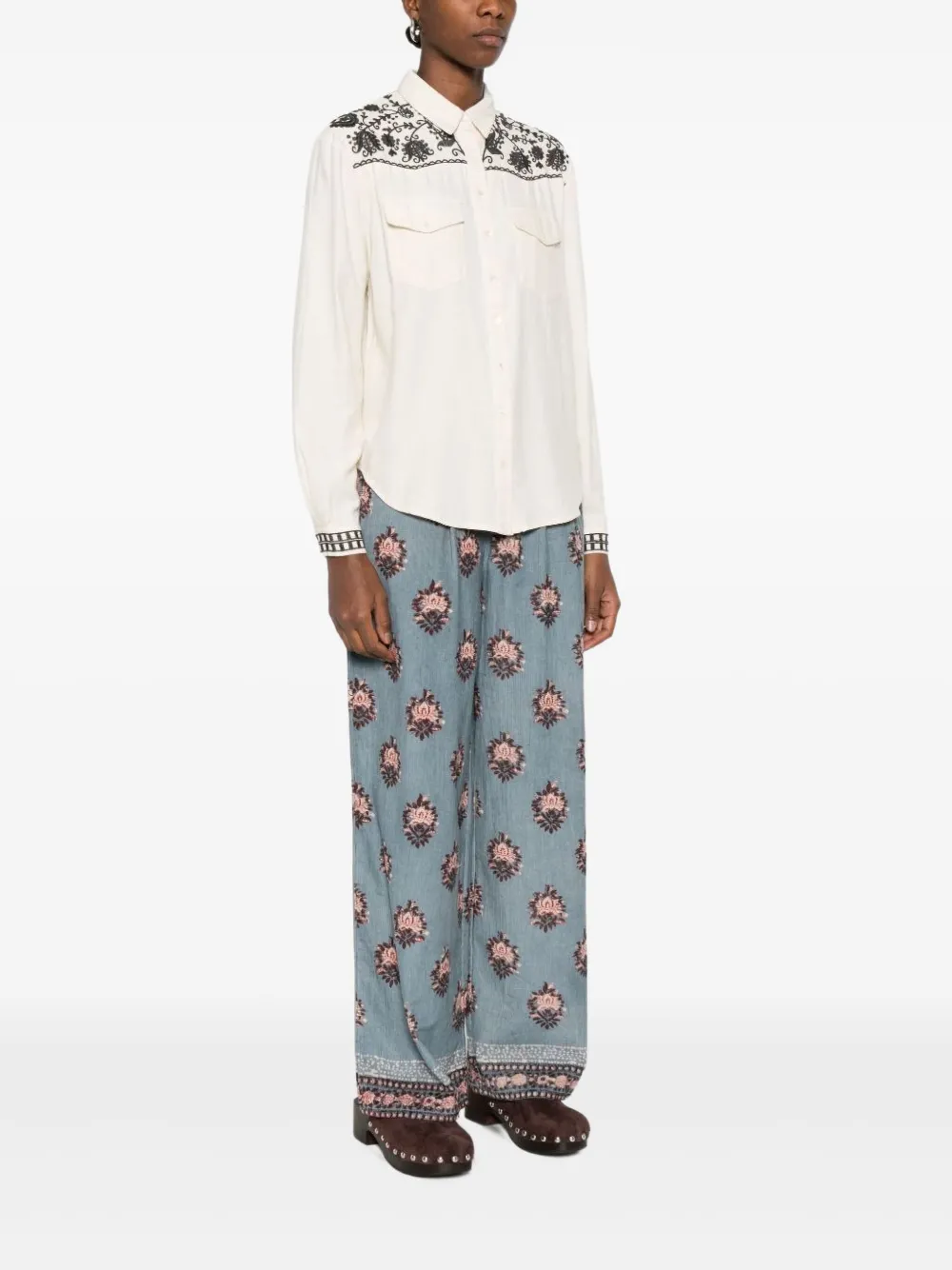 MAISON HOTEL blouse met borduurwerk Beige