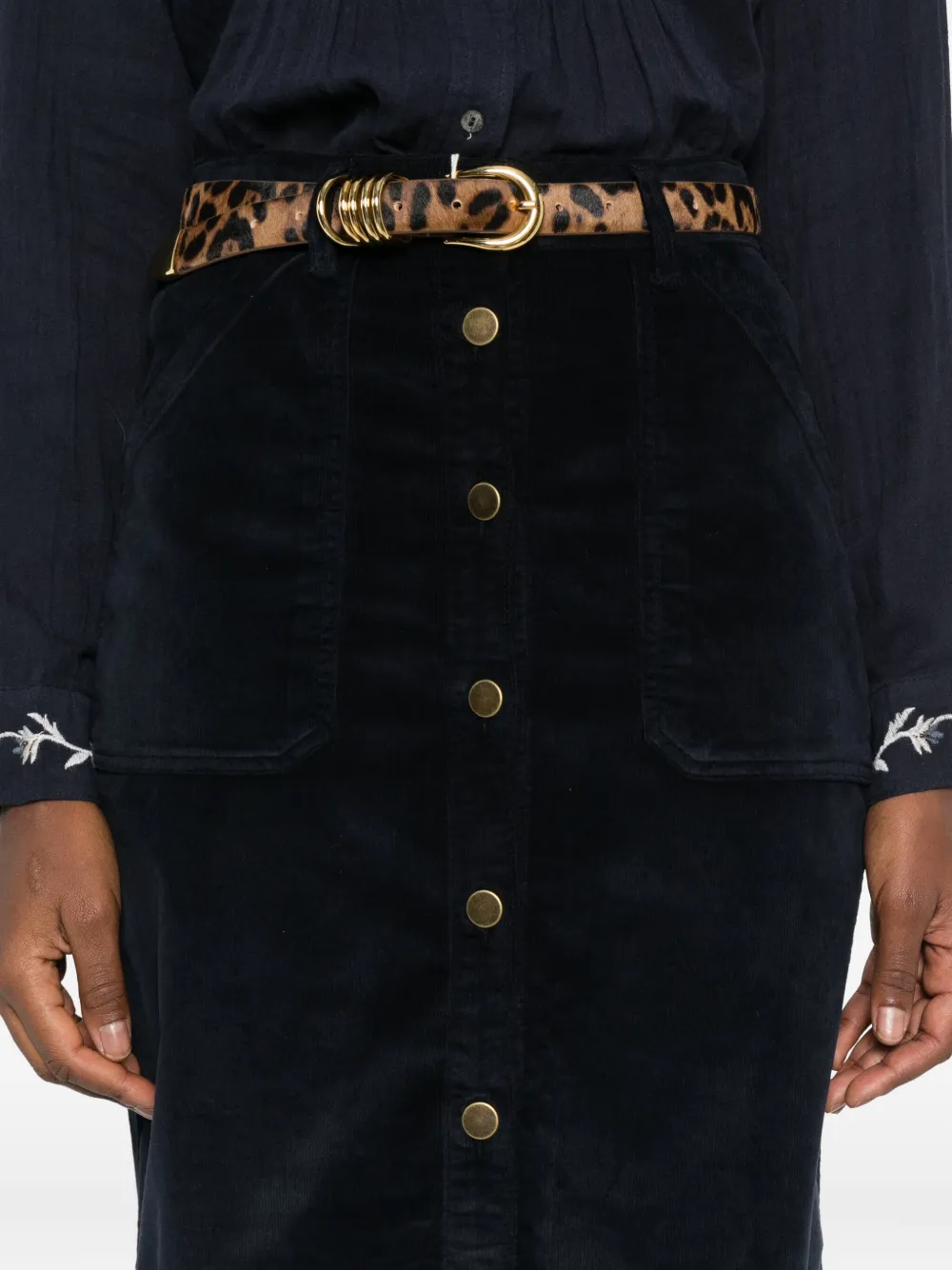 Maison Hotel Button-front Midi Skirt In Black