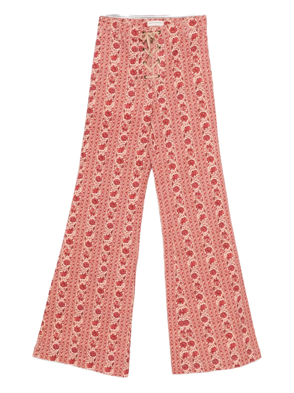 Maison Hotel Calypso Floral Flared Trousers In Red
