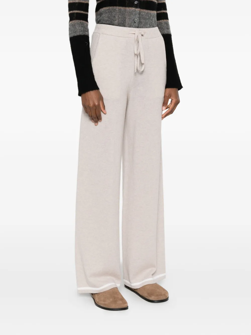 Purotatto Elasticated-waist Knitted Trousers In Neutral