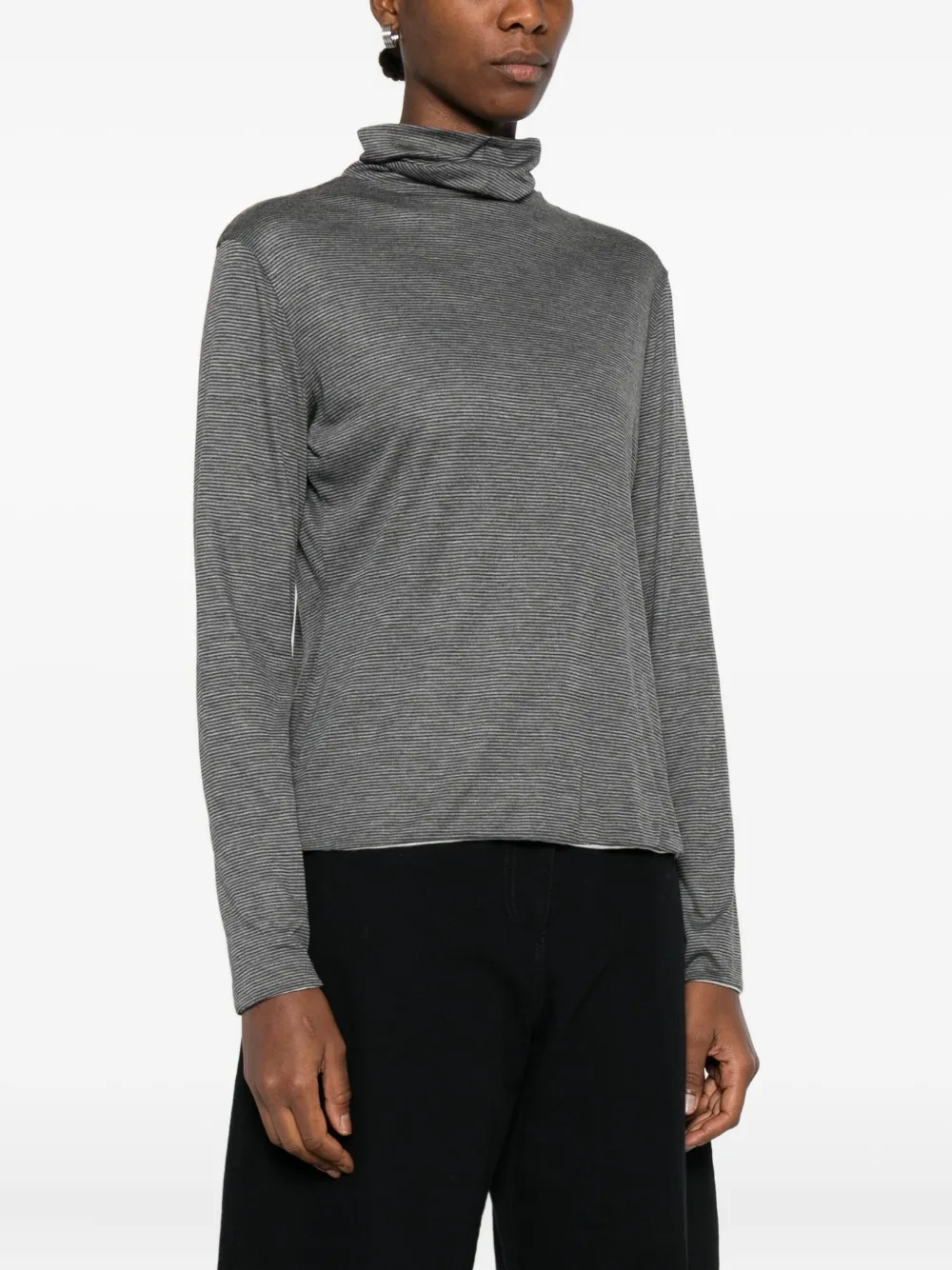 Purotatto Striped Turtleneck Top In Multi