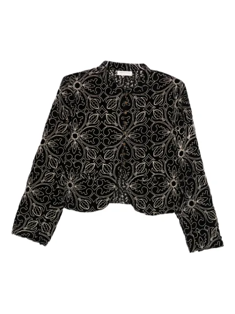 MAISON HOTEL floral-embroidered velvet jacket
