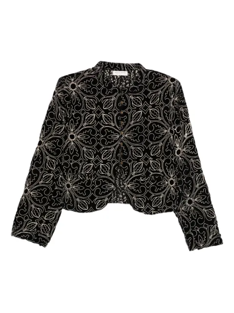 MAISON HOTEL floral-embroidered velvet jacket