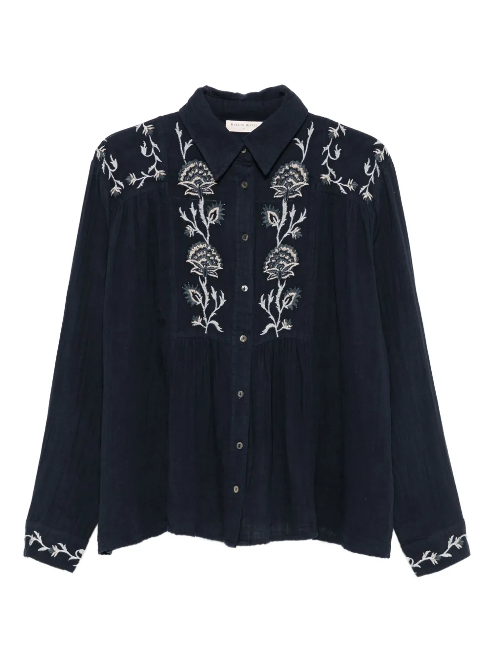 MAISON HOTEL floral-embroidered cotton shirt | Blue | Image 1