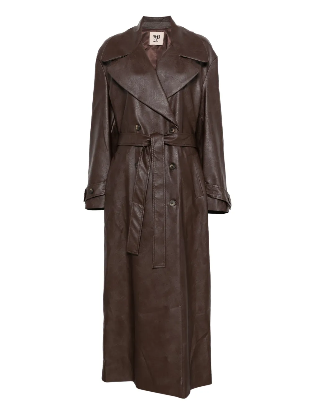 Aniye By belted double-breasted leather coat | Brown | Image 1