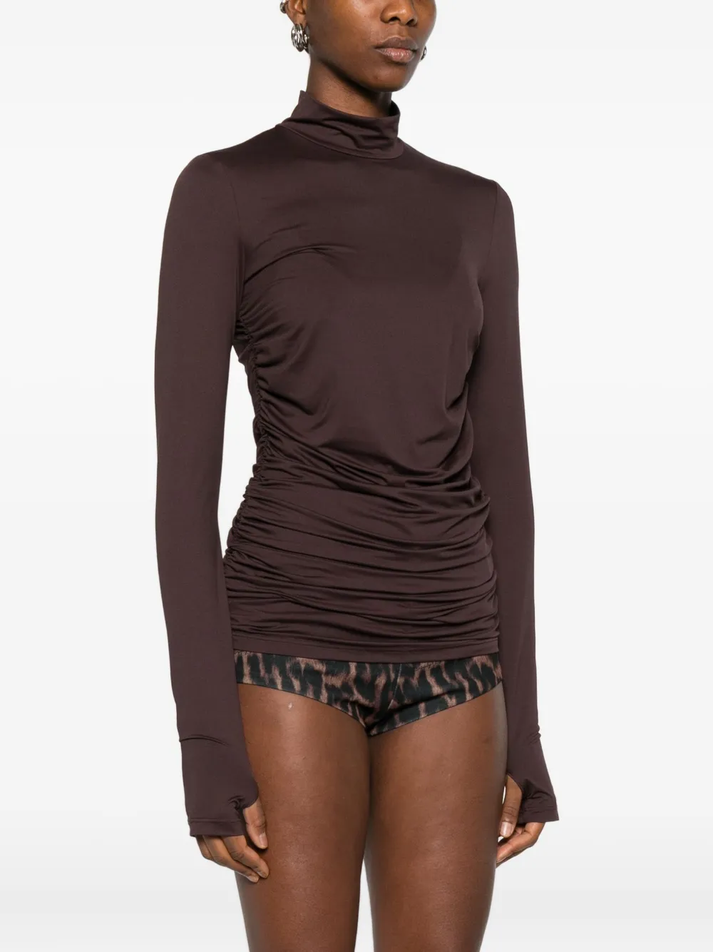 Aniye By High-neck Ruched Top In Brown