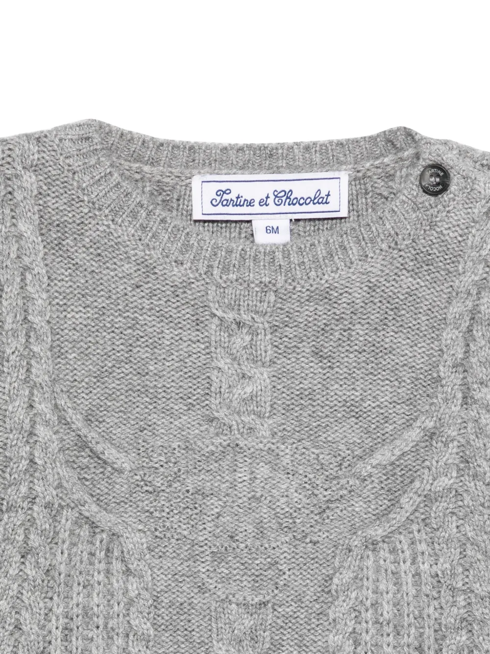 Tartine Et Chocolat Kabelgebreide trui met knopen Grijs