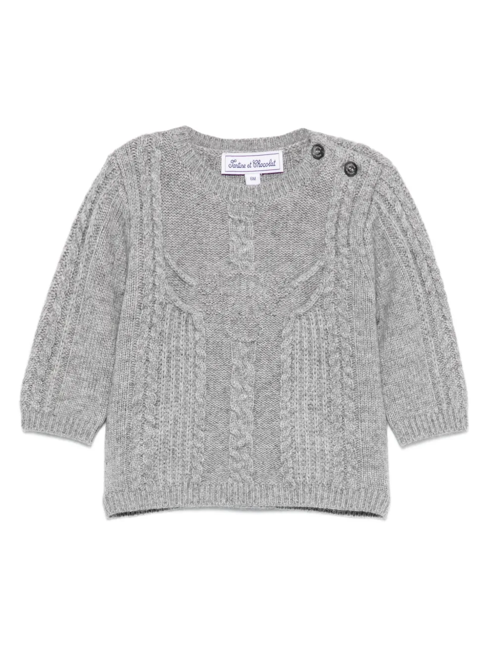 Tartine Et Chocolat cable-knit buttoned sweater | Grey | Image 1