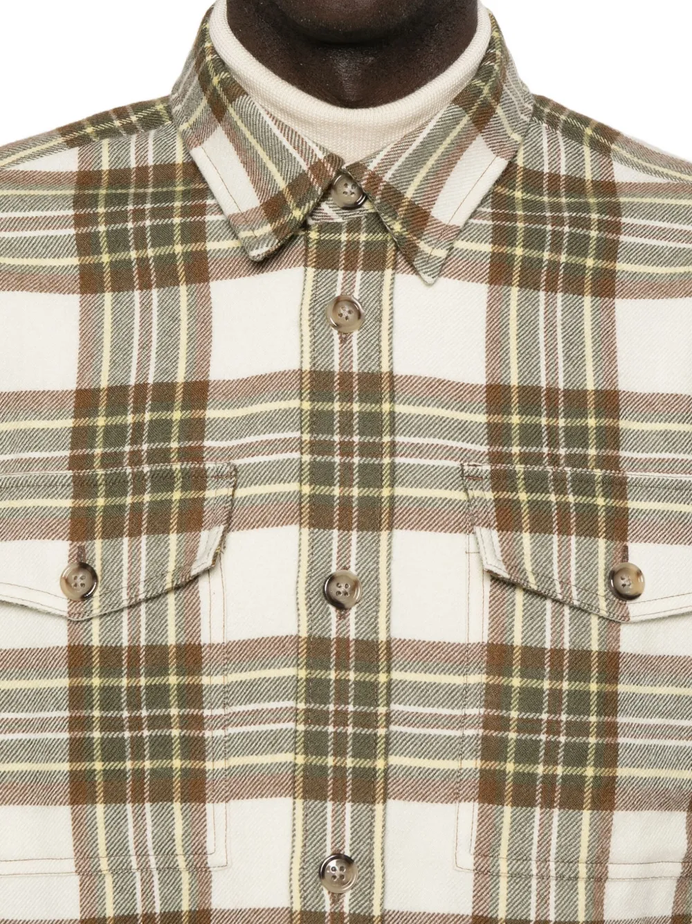 Ami Alexandre Mattiussi Checked Wool Overshirt Featuring Buttoned Cuffs In Neutral