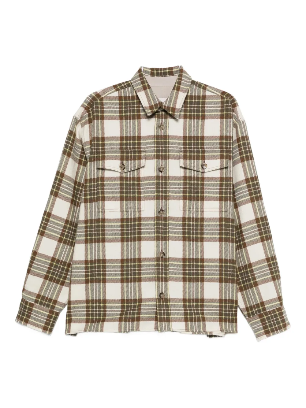 Ami Alexandre Mattiussi Checked Wool Overshirt Featuring Buttoned Cuffs In Neutral