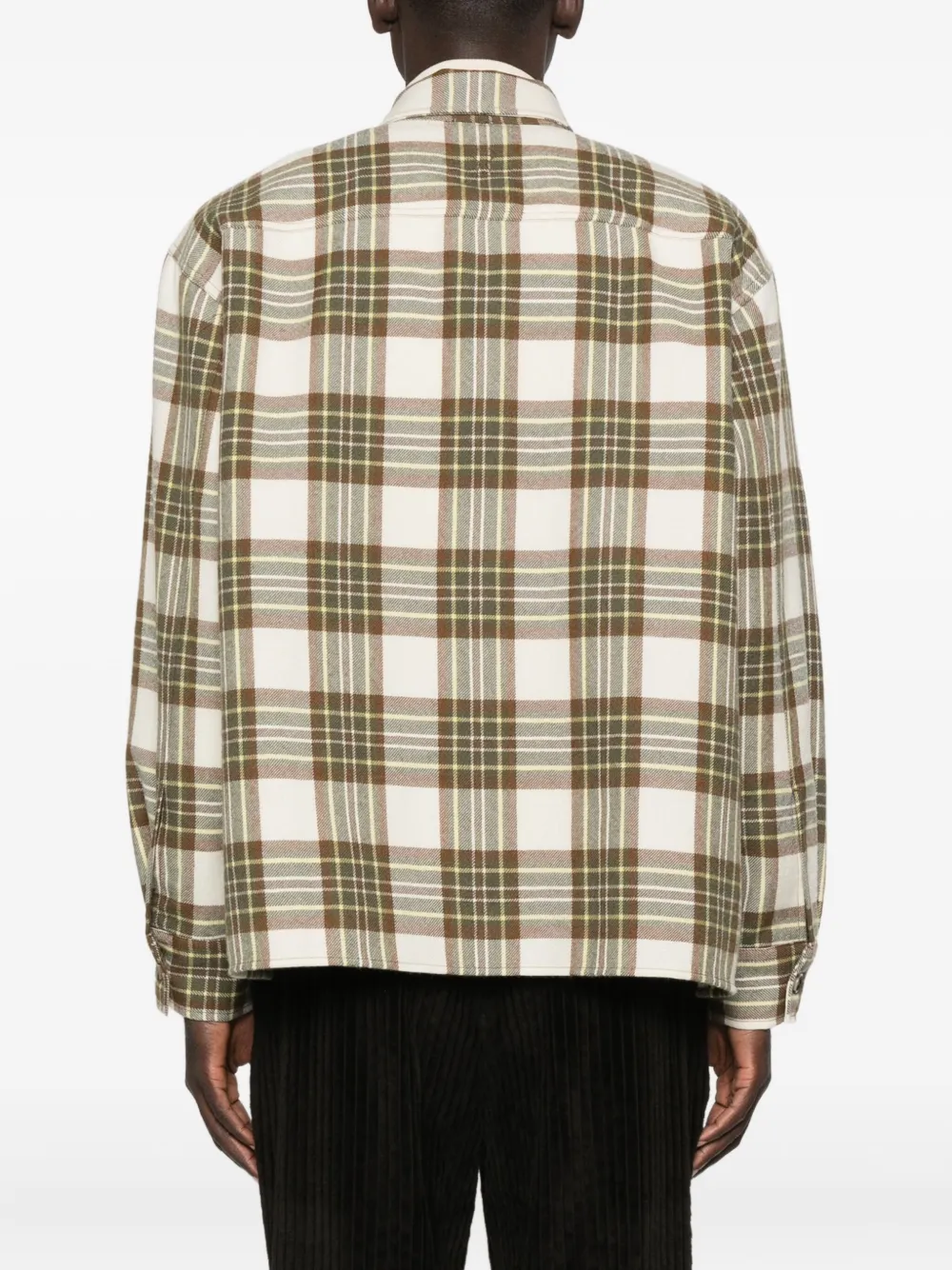 Ami Alexandre Mattiussi Checked Wool Overshirt Featuring Buttoned Cuffs In Neutral
