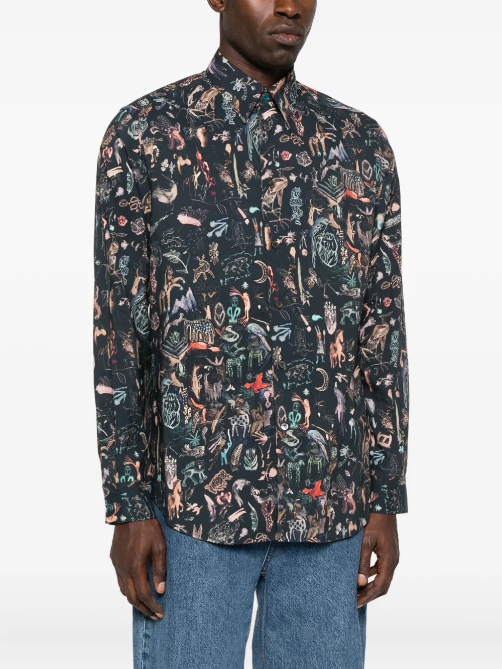 Paul Smith Animal-print Long-sleeved Shirt In Multi