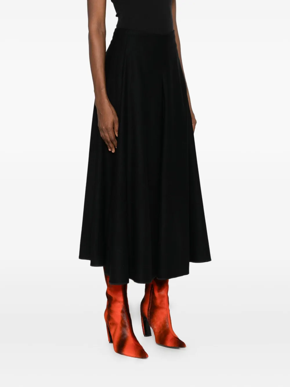 Susanne Bommer Flared Midi Skirt In Black