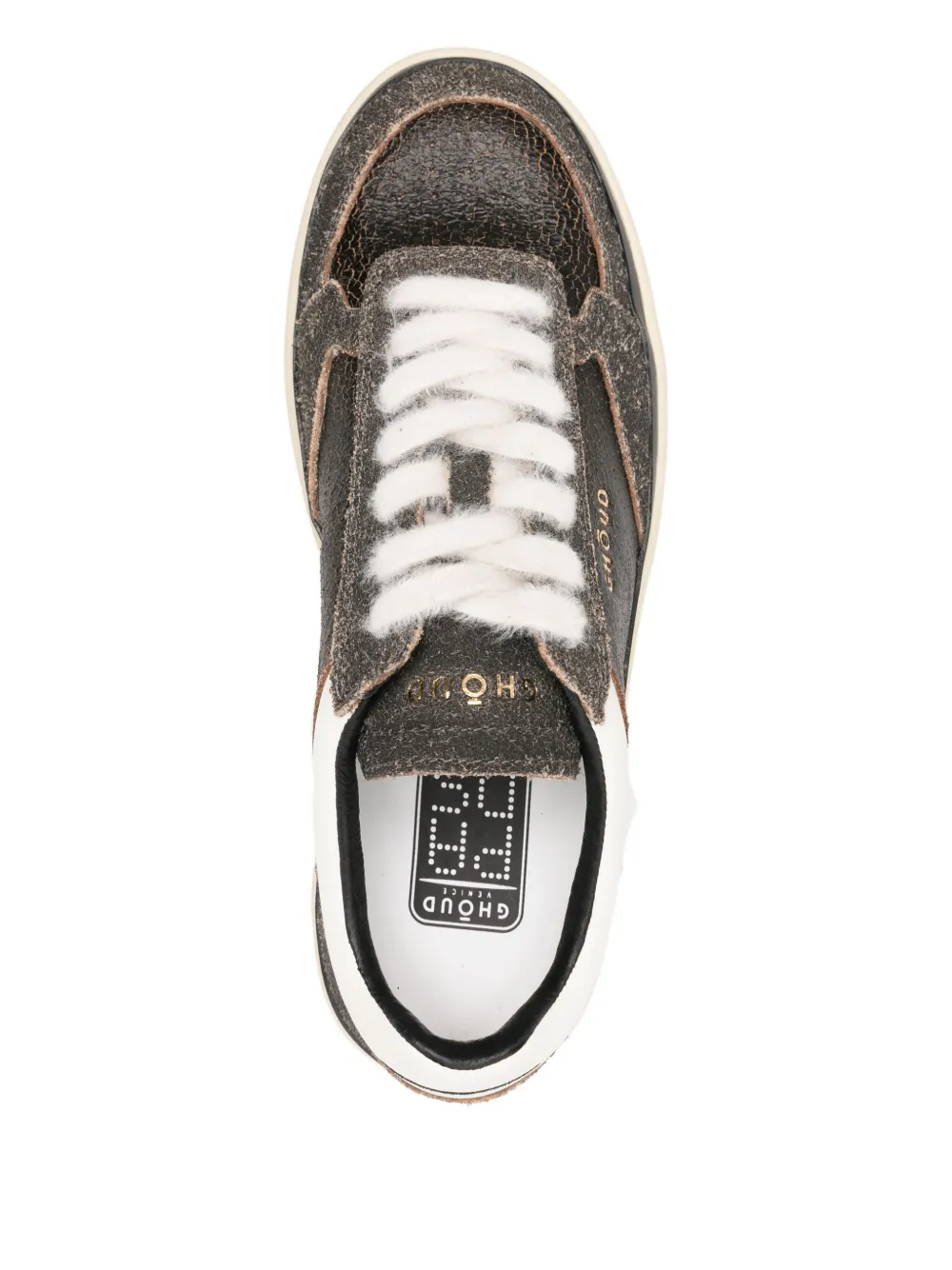 Ghoud Textured Black Leather Low-top Sneakers In Brown