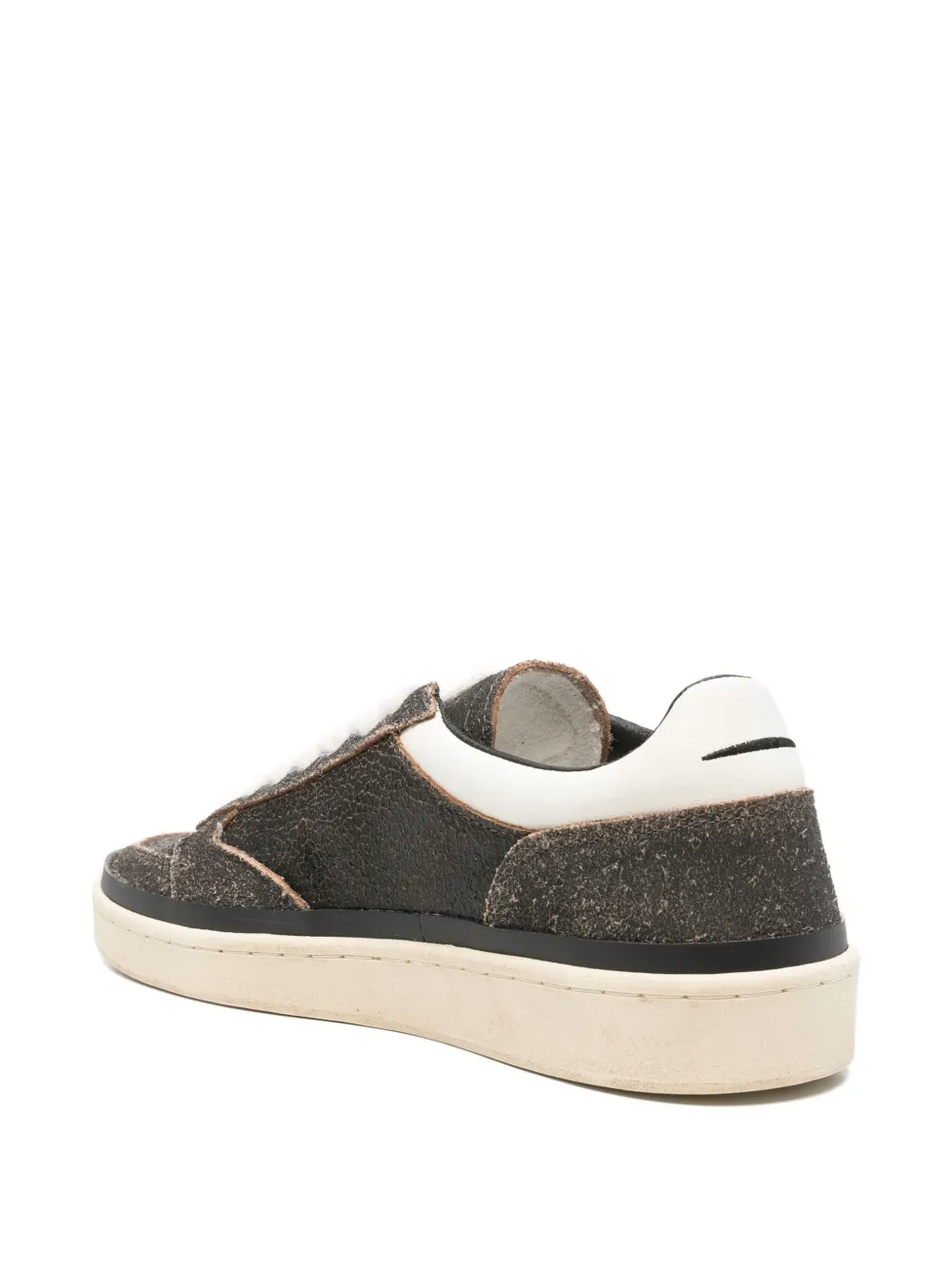 Ghoud Textured Black Leather Low-top Sneakers In Brown