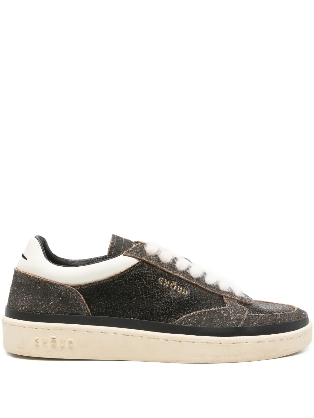 GHŌUD Pads crackle-effect leather sneakers | Black | Image 1