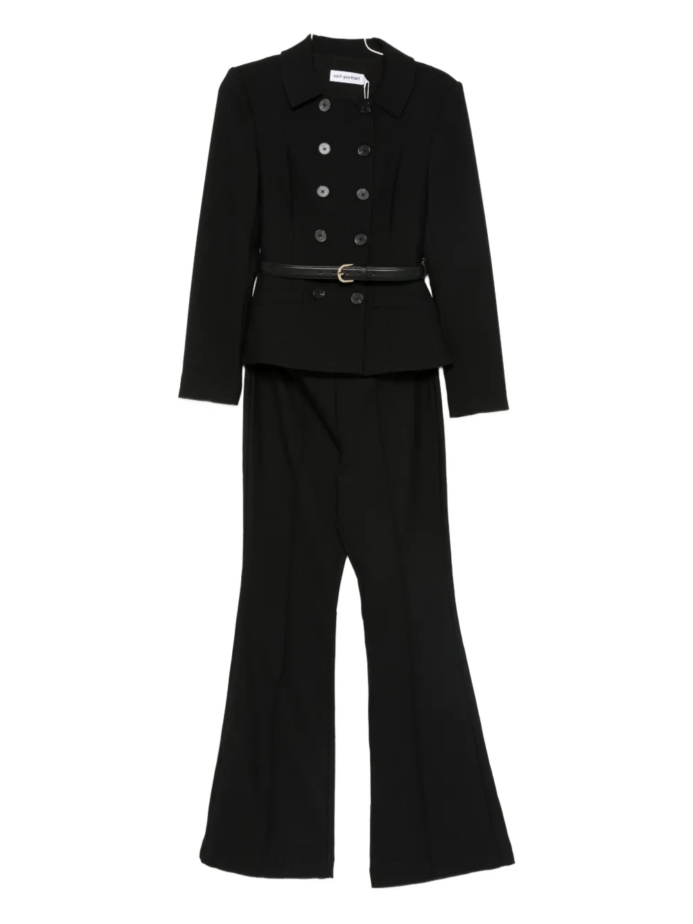 Self-portrait Double-breasted Jumpsuit In Black
