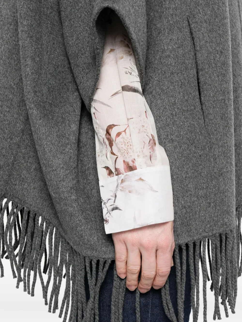 Yerse Glen Grey Wool-blend Coat With Cape Sleeves In Gray