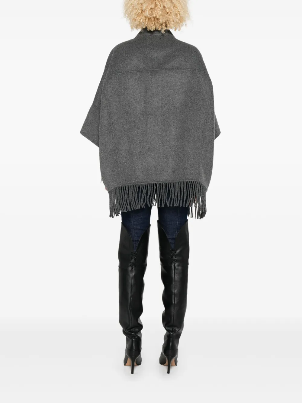 Yerse Glen Grey Wool-blend Coat With Cape Sleeves In Gray