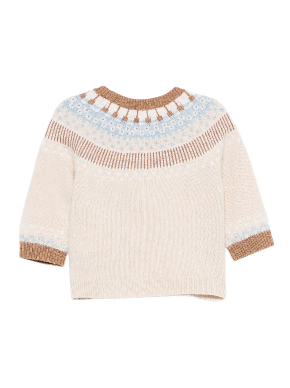 Tartine Et Chocolat Fair Isle-pattern Button-placket Sweater In Neutral