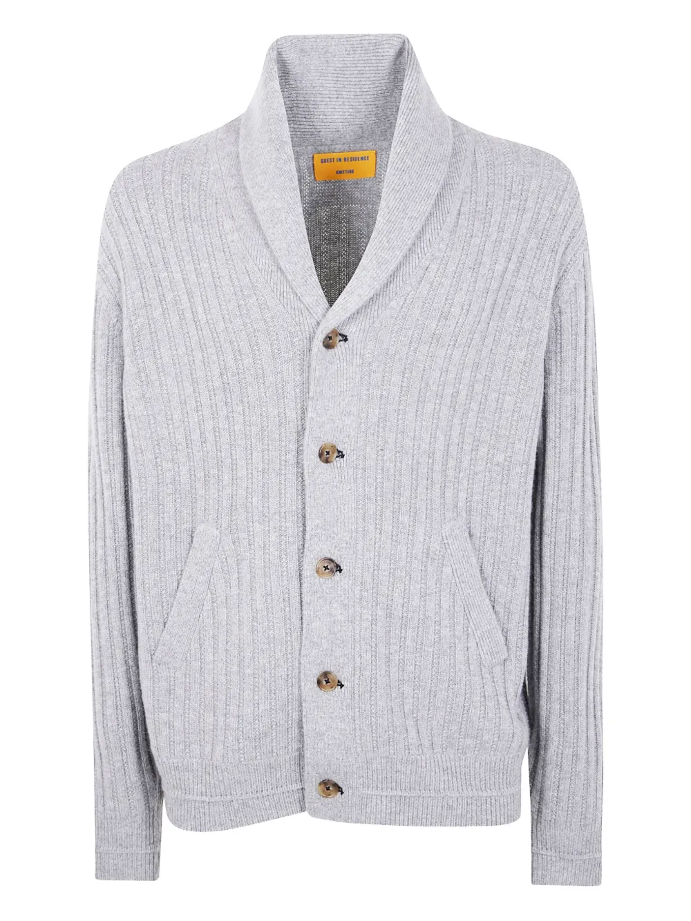 Guest In Residence Ribbed Cashmere Cardigan In Gray