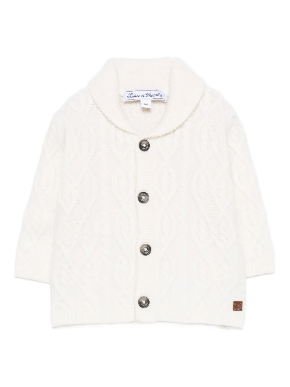 Tartine Et Chocolat Cable-knit Button Cardigan In White