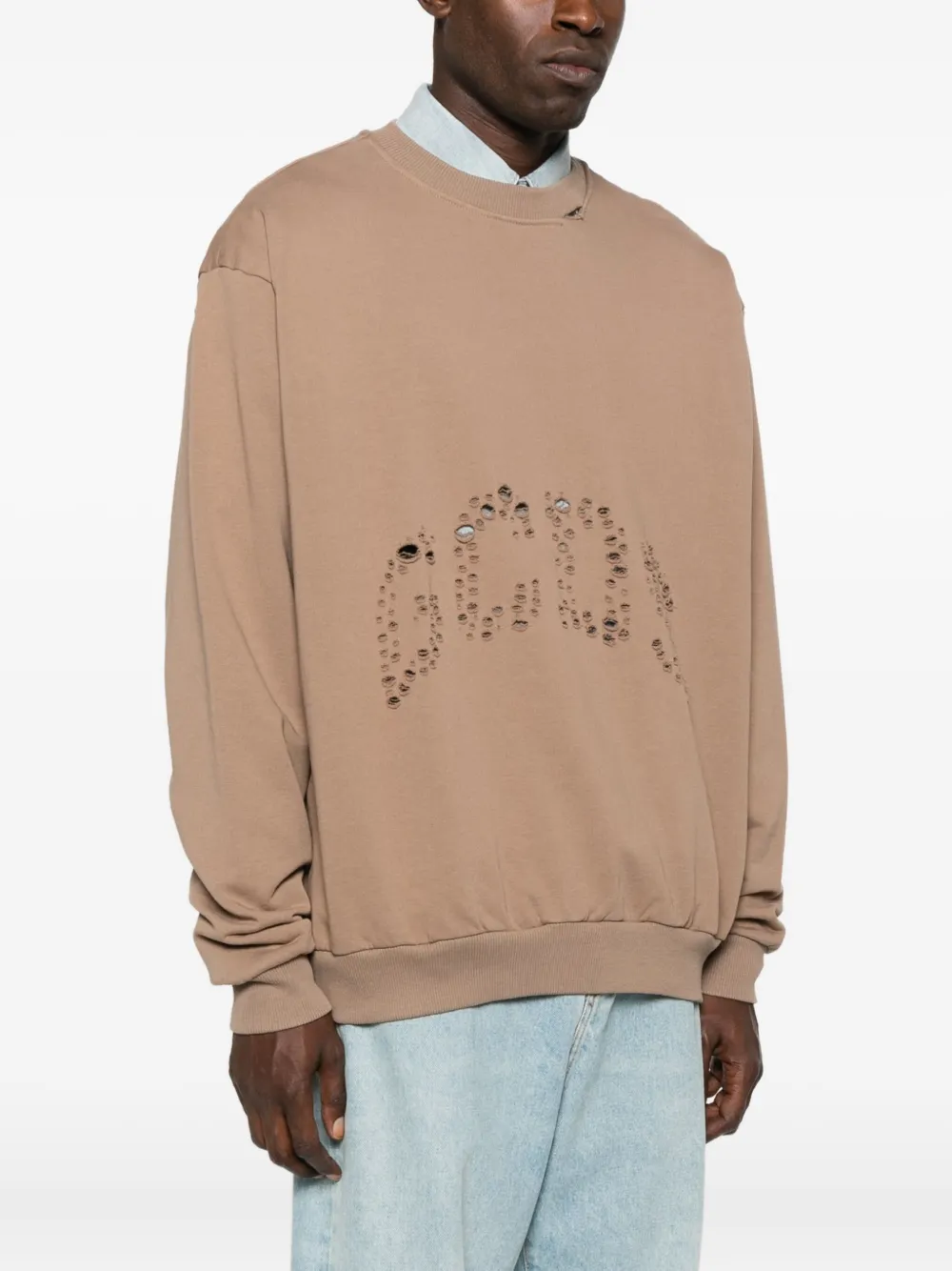 GCDS Sweater met uitgesneden logo Bruin