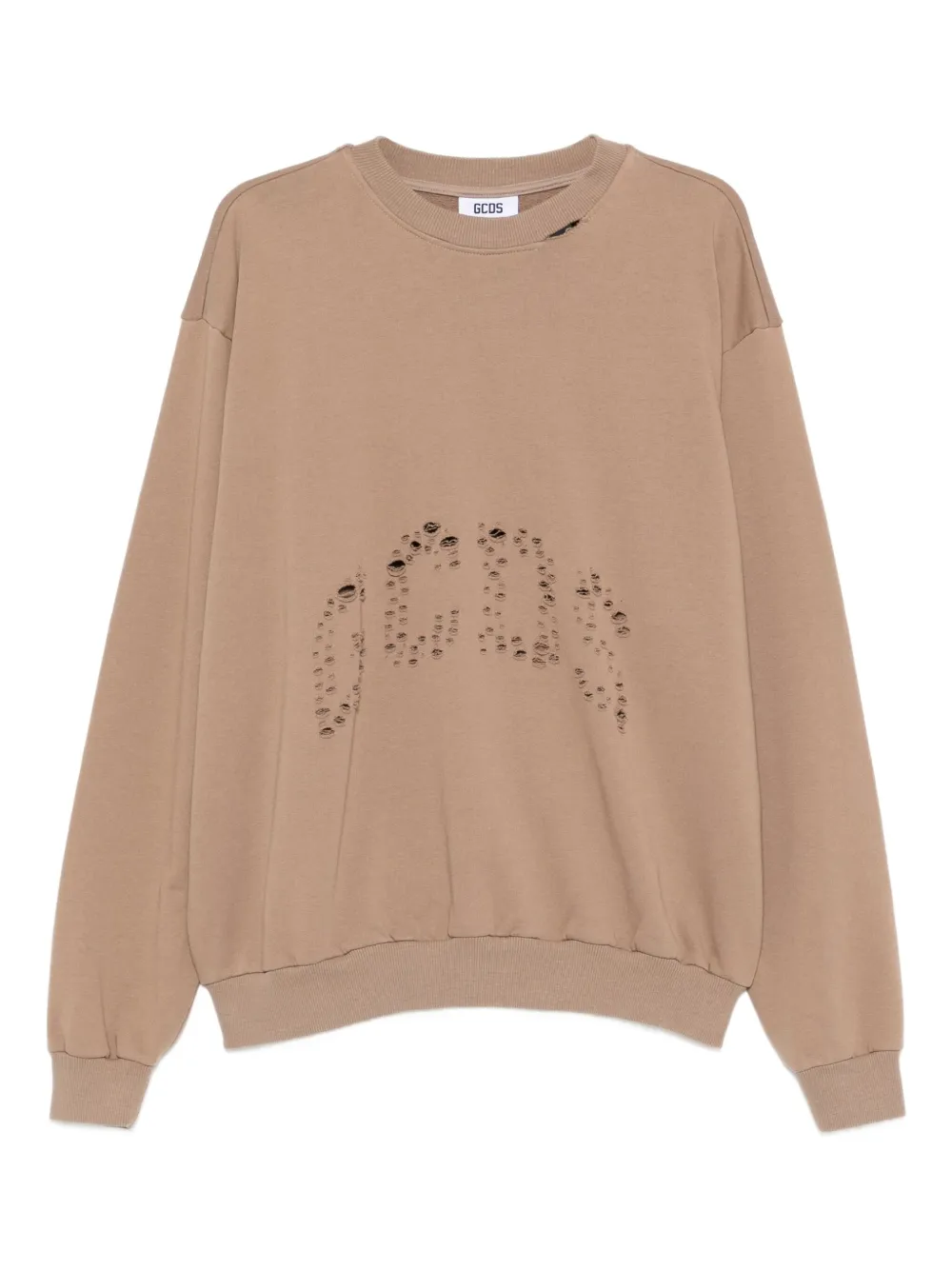 GCDS sudadera con logo y aberturas | marrón | Image 1