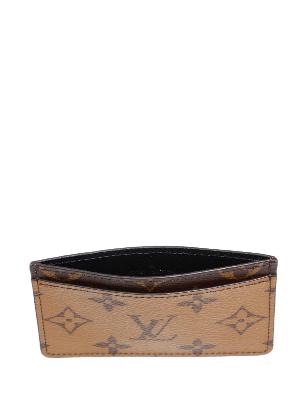 Pre-owned Louis Vuitton 2021-2025 Monogram Reverse Card Case In Brown