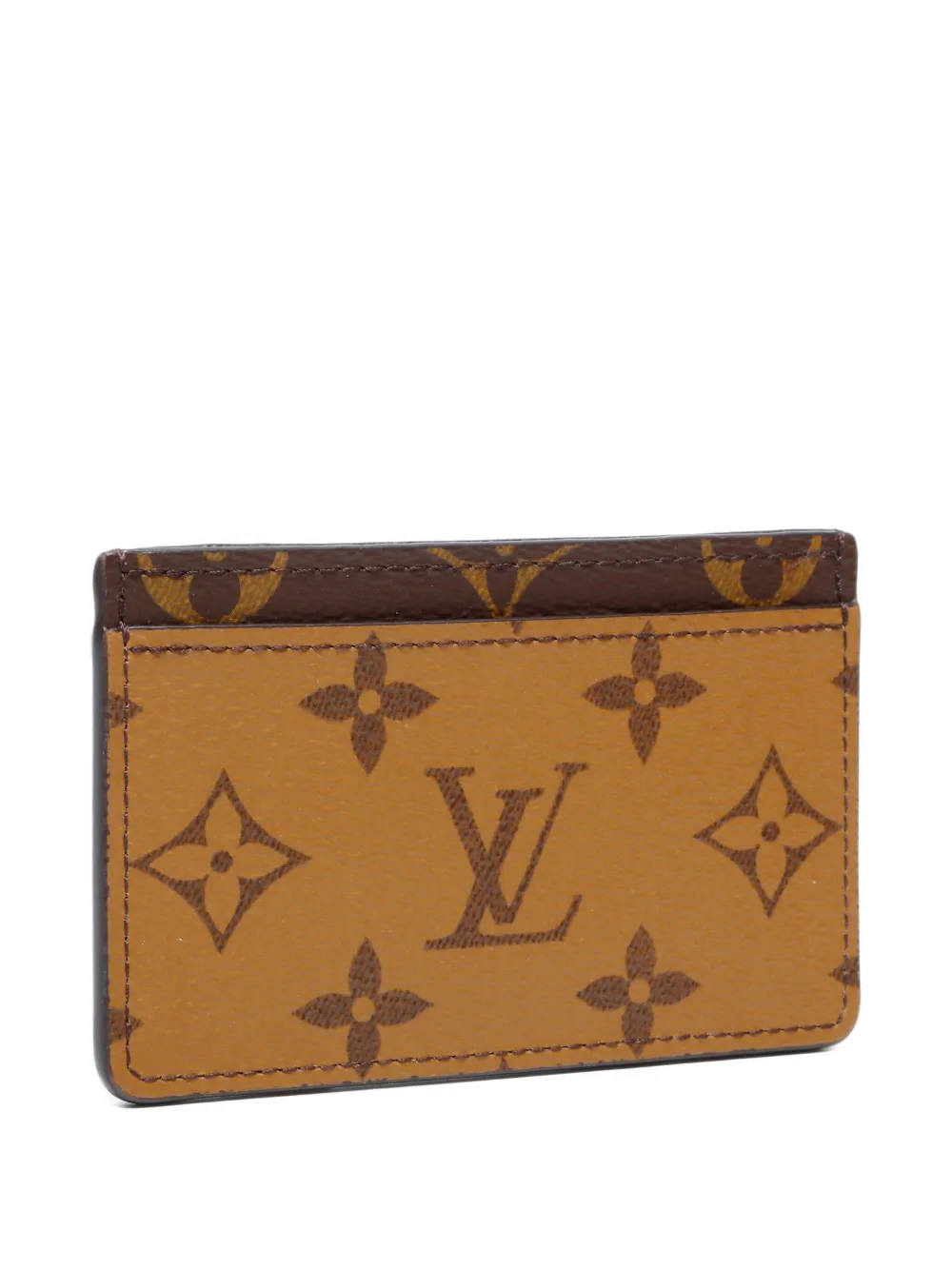 Pre-owned Louis Vuitton 2021-2025 Monogram Reverse Card Case In Brown