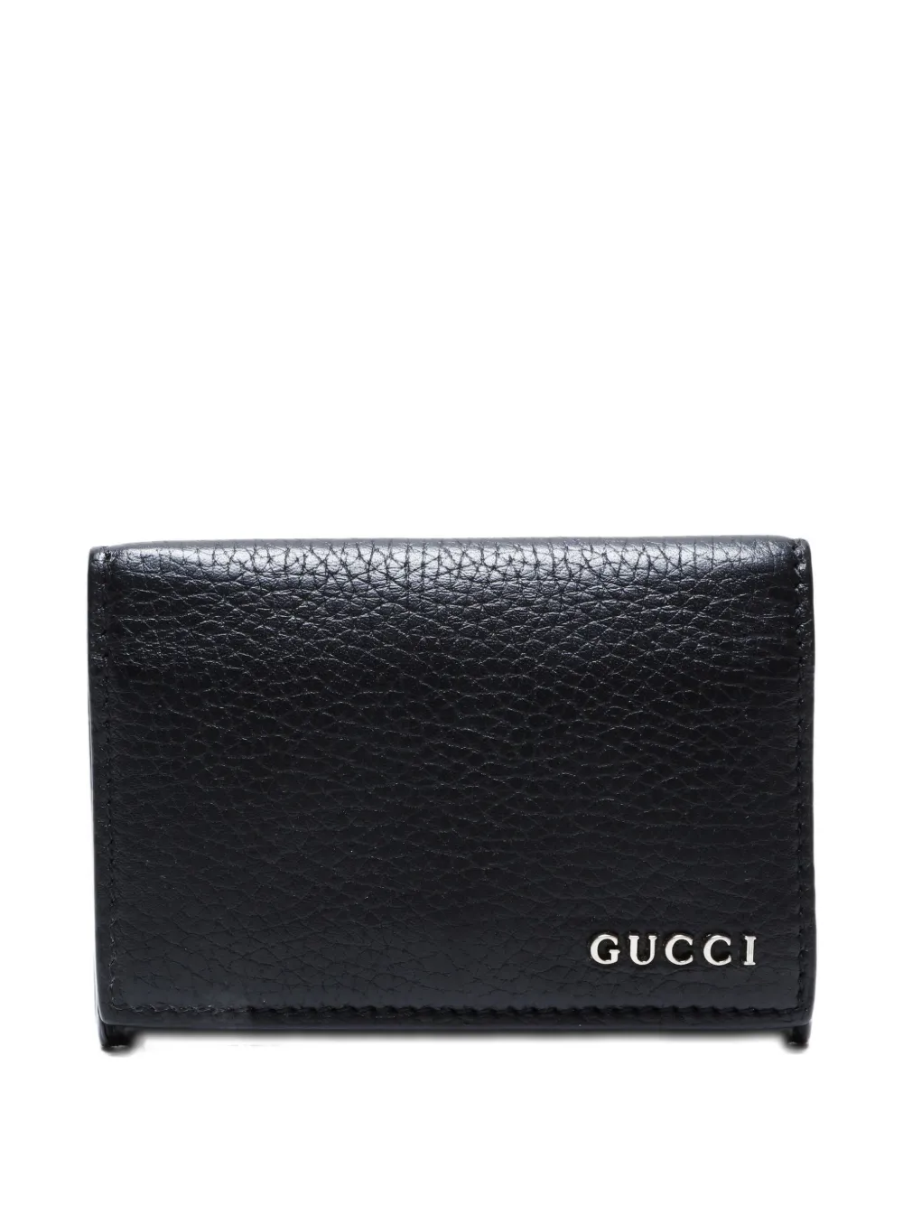 Pre-owned Gucci 2000s Leather Card Case In Black