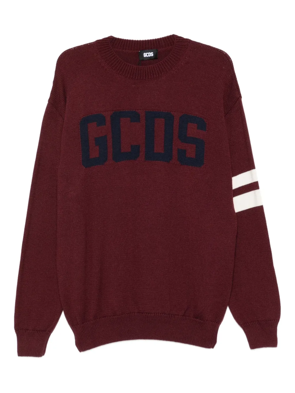GCDS crew-neck stripe-detail sweater | Red | Image 1